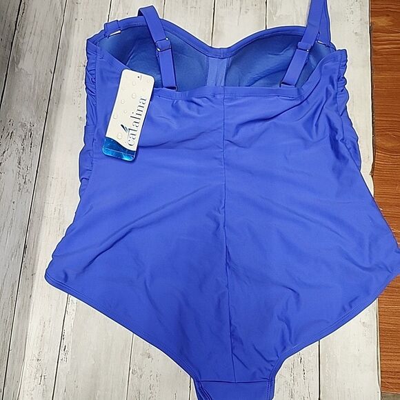 NWT Catalina One piece Blue Bathing Suit Twistfront Women's SZ 3X - Picture 3 of 12